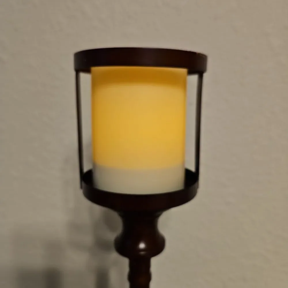 Candle Impressions Vintage-Style Metal and Wood Candle Lamp